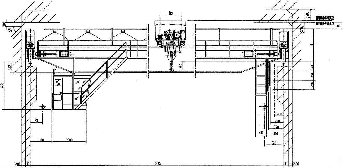 QY型絕緣橋式起重機(jī)正面結(jié)構(gòu)圖