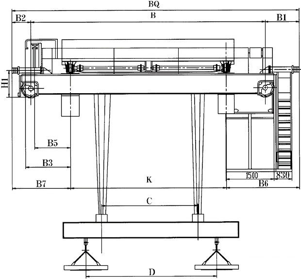 QL型電磁掛梁橋式起重機(jī)結(jié)構(gòu)圖