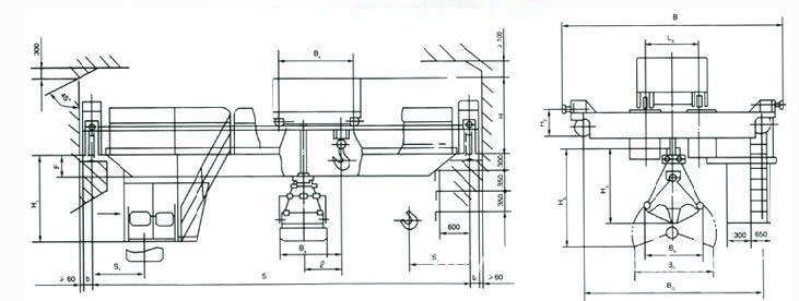 抓斗吊鉤兩用橋式起重機(jī)結(jié)構(gòu)圖