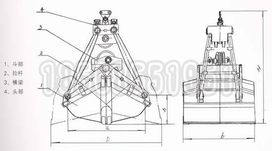 四繩抓斗結(jié)構(gòu)圖
